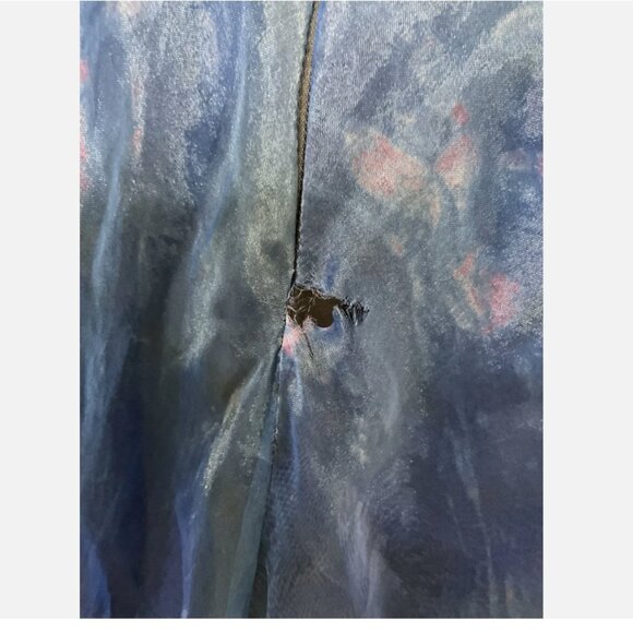 Rene Ruiz Organza Gown Maxi One-Shoulder Chiffon Blue Size 2 *READ FLAW* - Picture 7 of 7